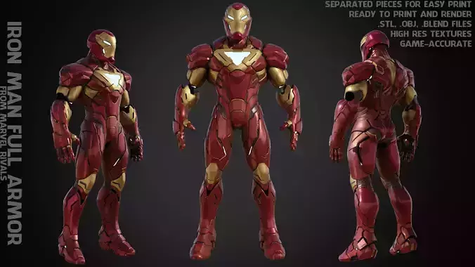 Marvel Rivals Iron Man Full Armor for Cosplay 3D Model Collection