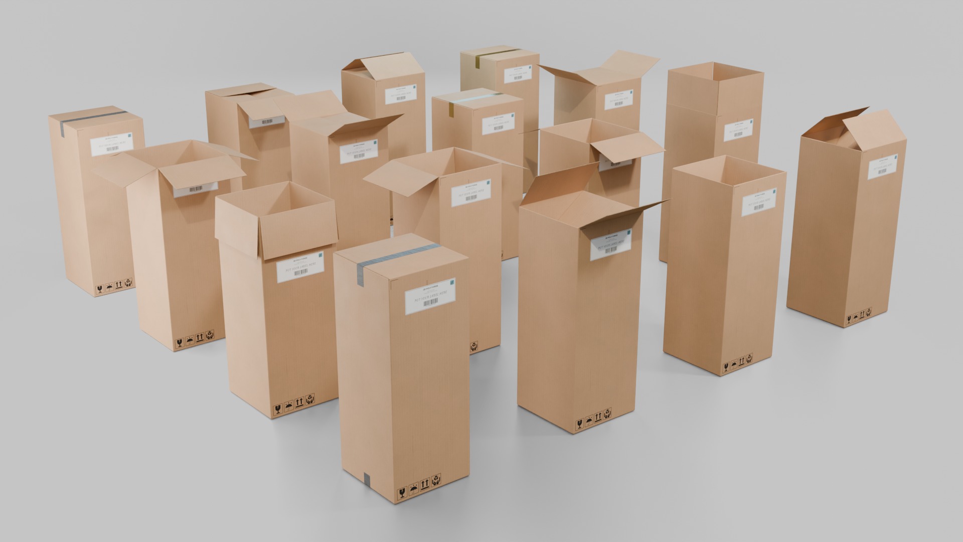 Vertical Storage Box Specialists - Rigged and Customizable Set 3D Model Collection_13