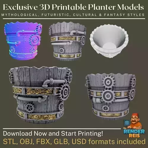 Gothic Bucket Tower Planter 3D Print Model 3D model