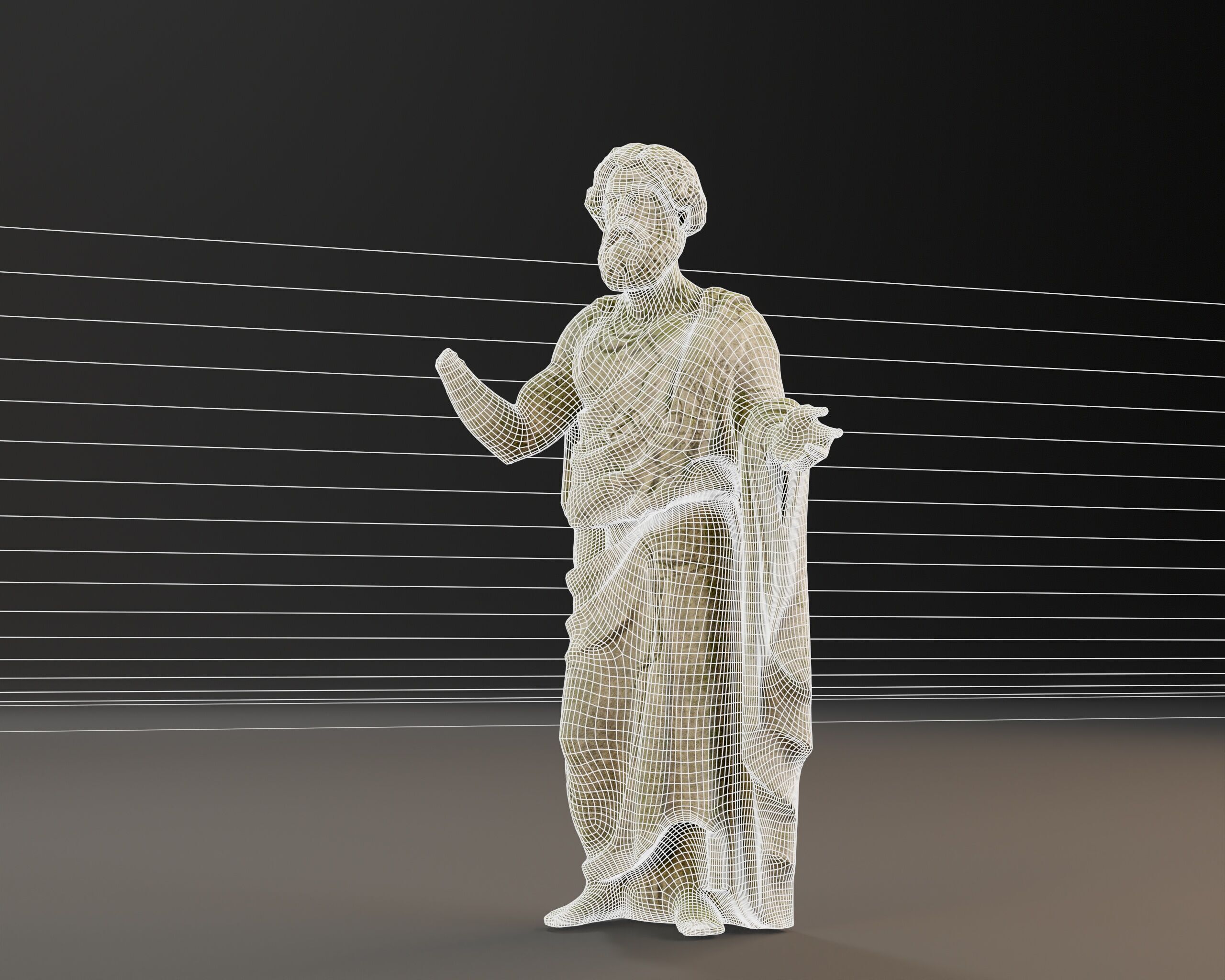 Stone Scholar Statue - 4 variations Low-poly 3D model_13