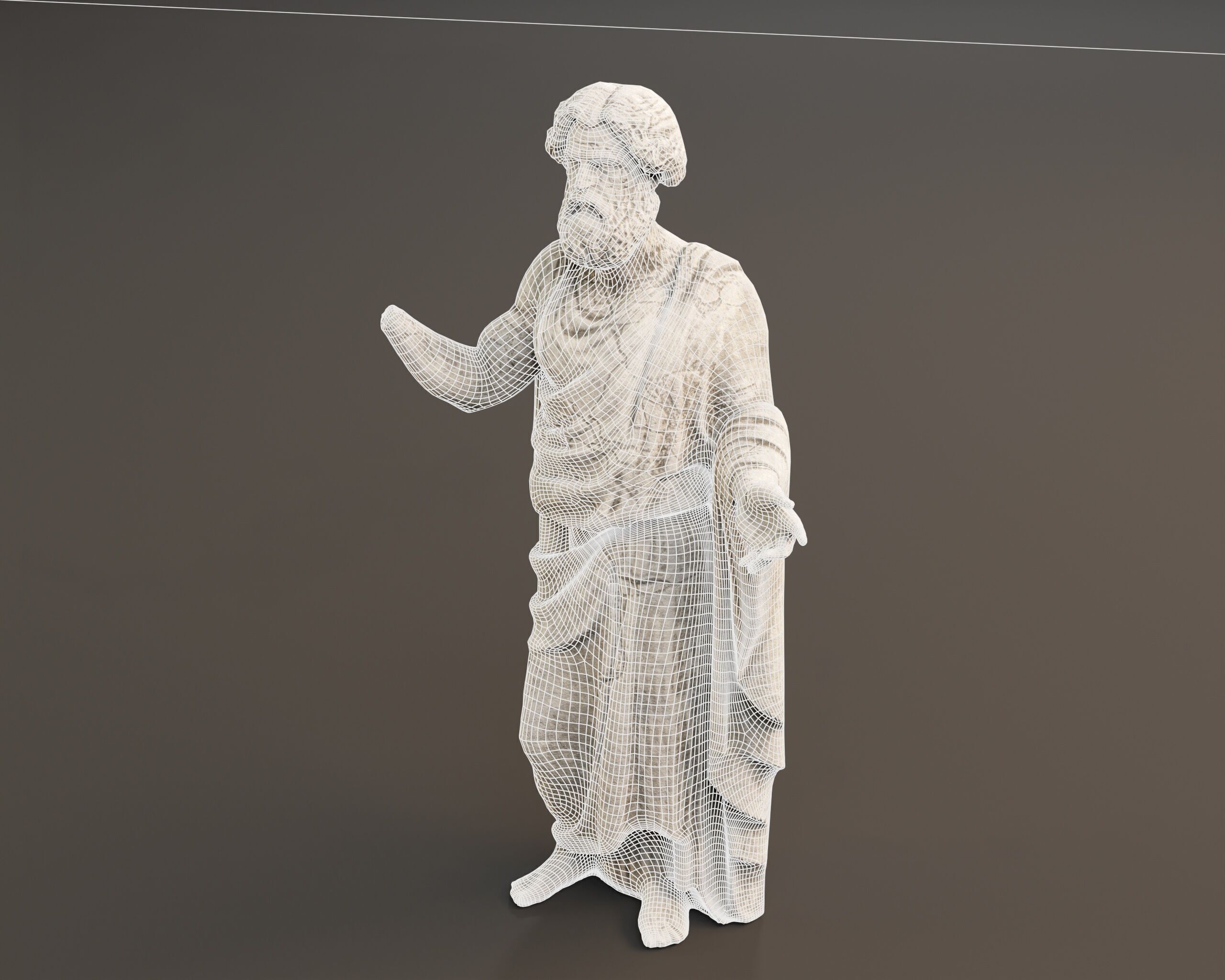 Stone Scholar Statue - 4 variations Low-poly 3D model_15