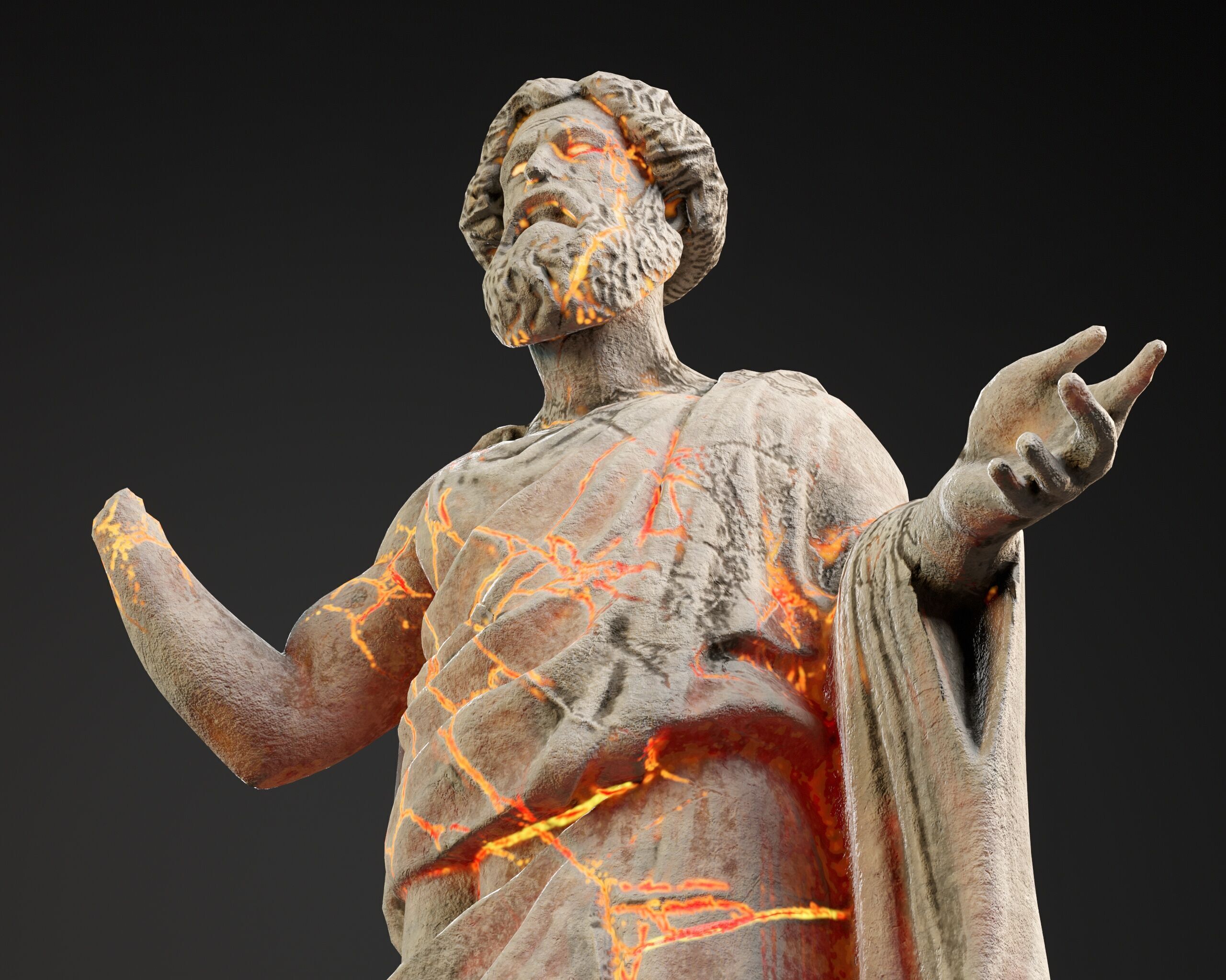 Stone Scholar Statue - 4 variations Low-poly 3D model_6