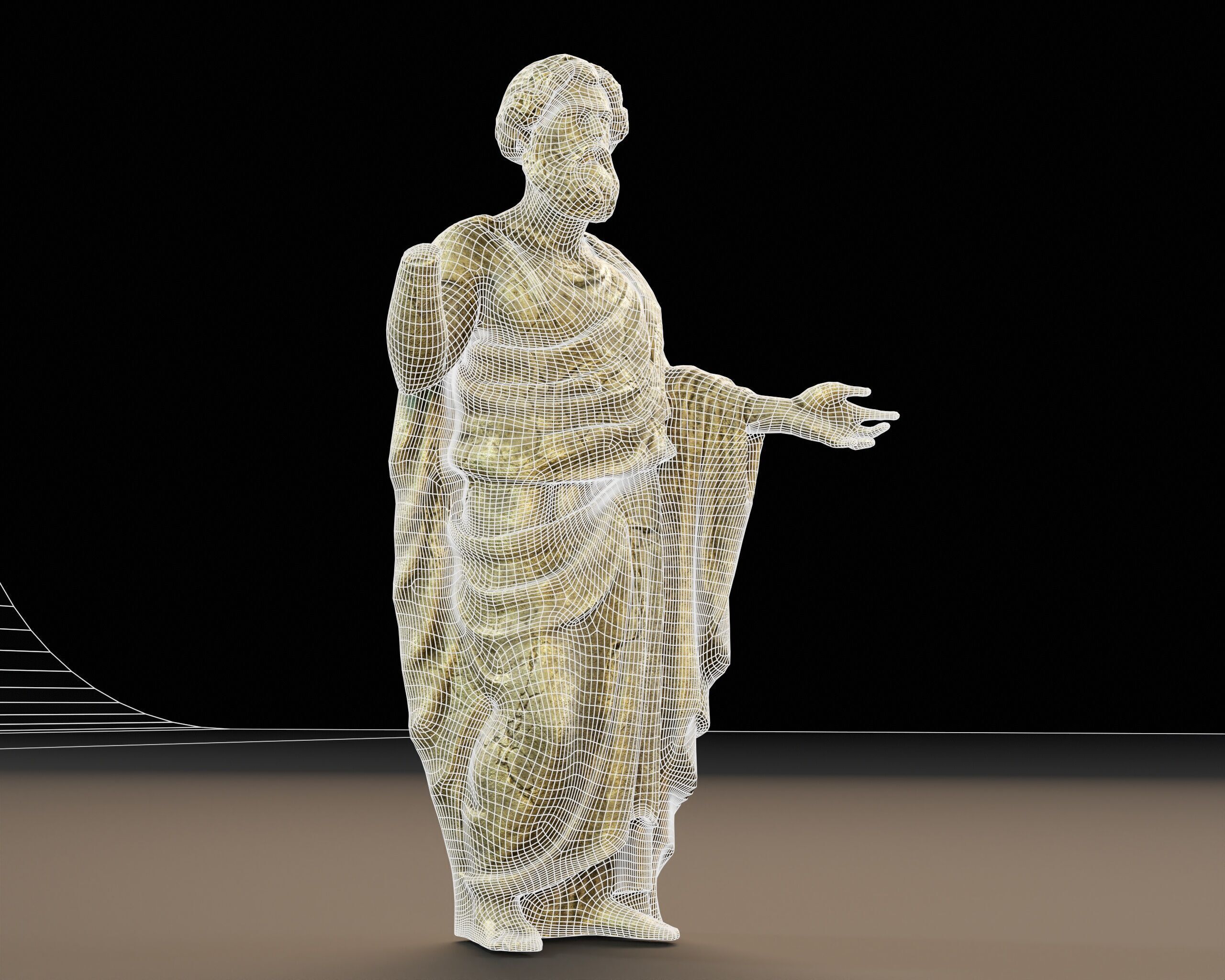 Stone Scholar Statue - 4 variations Low-poly 3D model_5