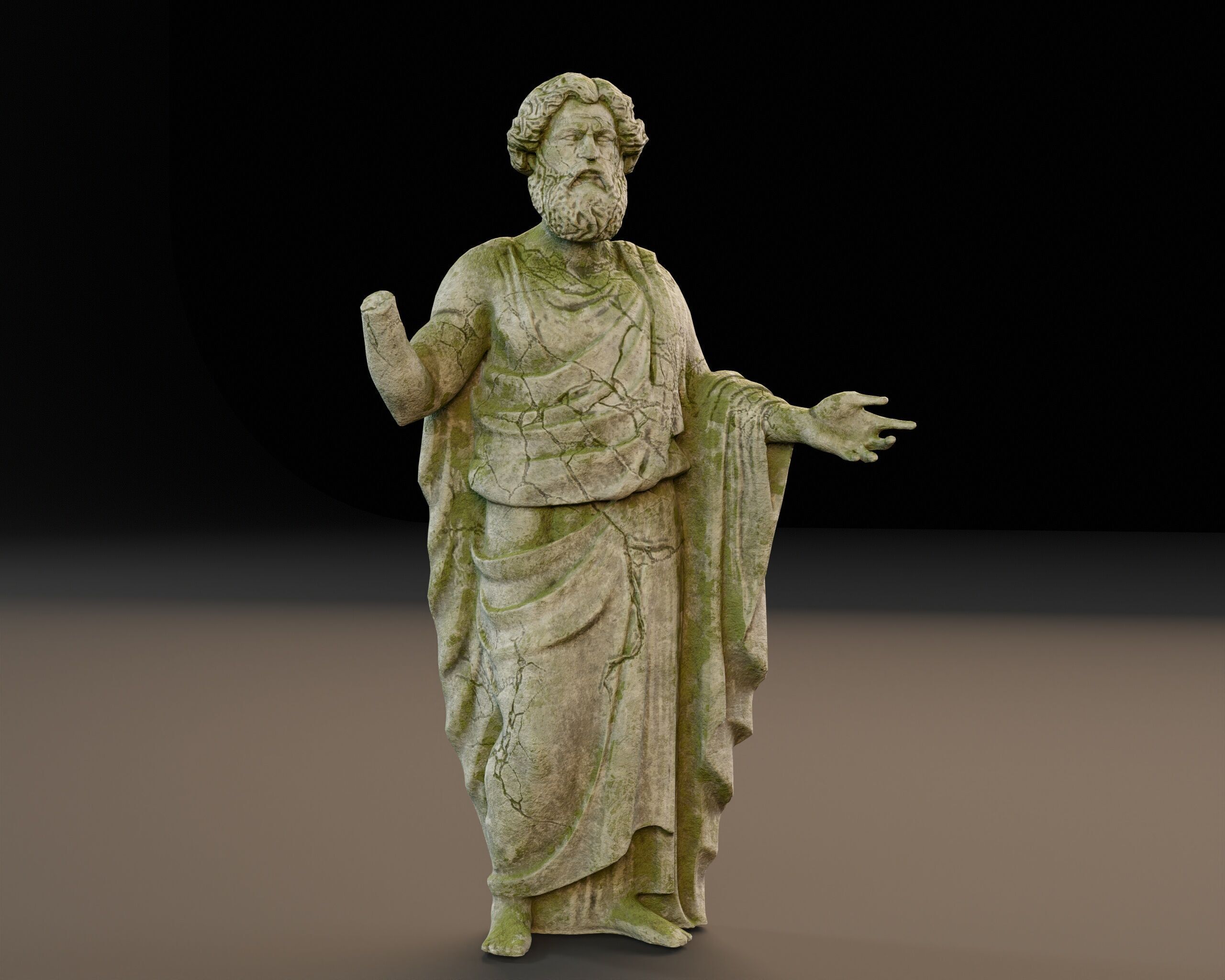 Stone Scholar Statue - 4 variations Low-poly 3D model_10