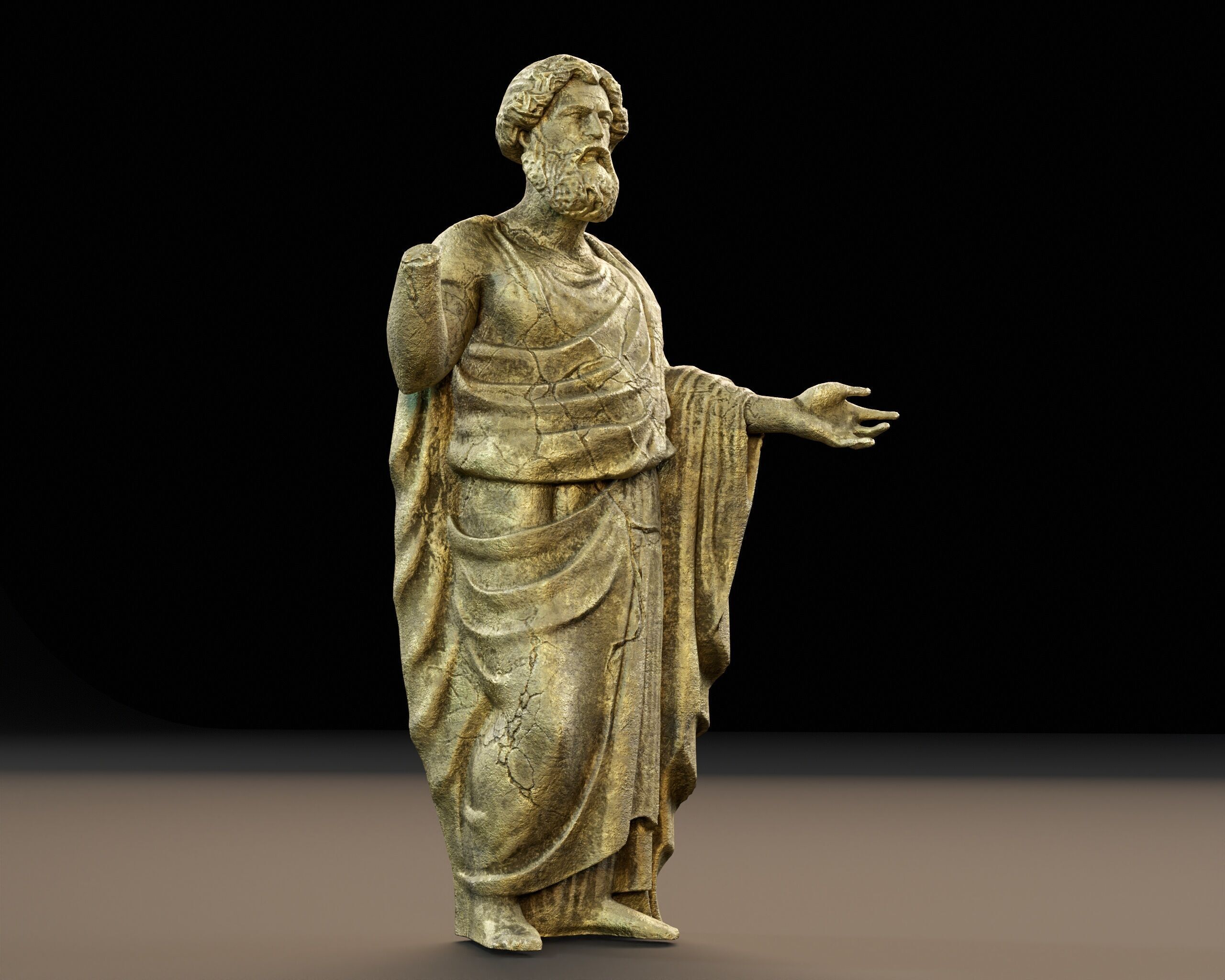 Stone Scholar Statue - 4 variations Low-poly 3D model_4