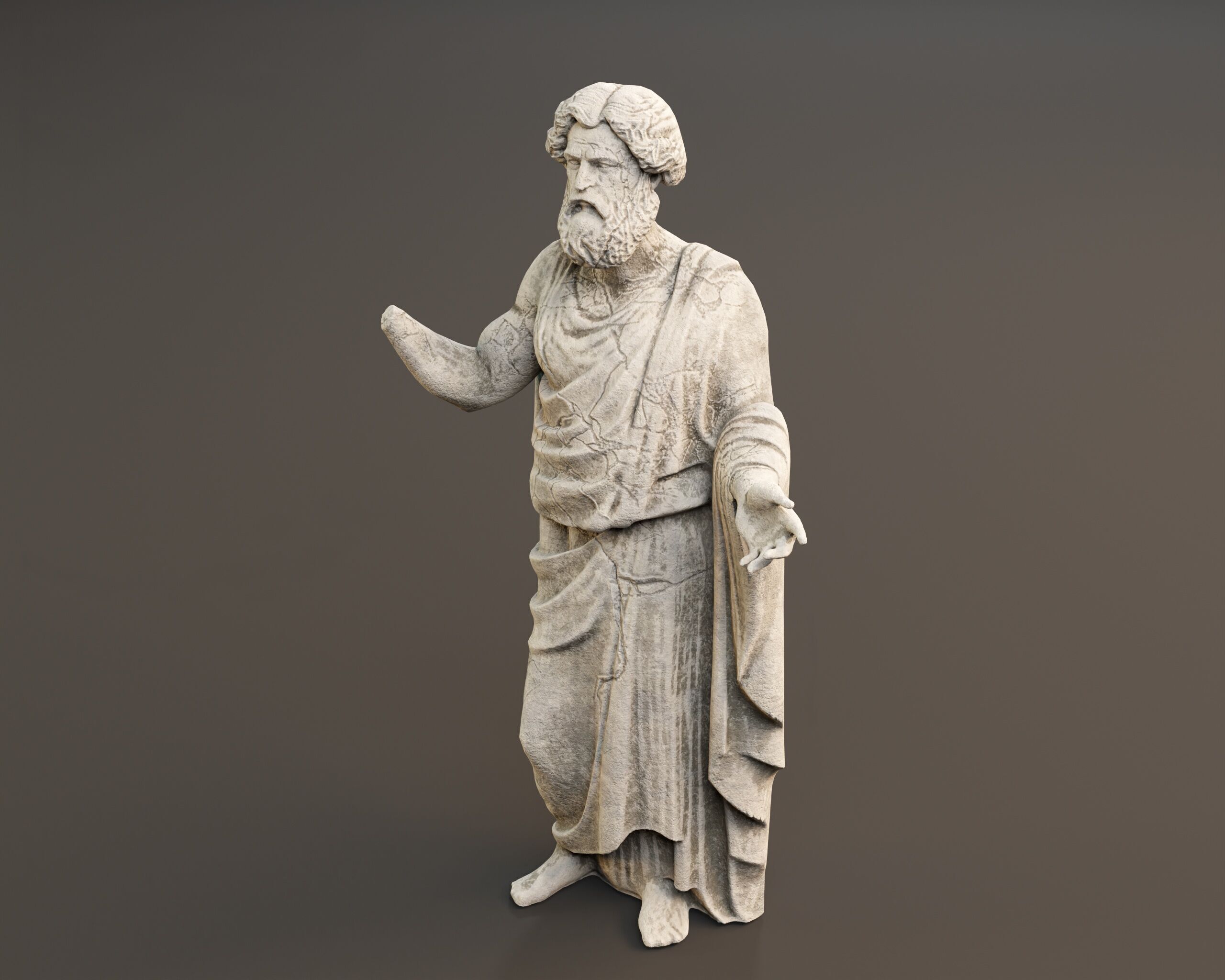 Stone Scholar Statue - 4 variations Low-poly 3D model_14