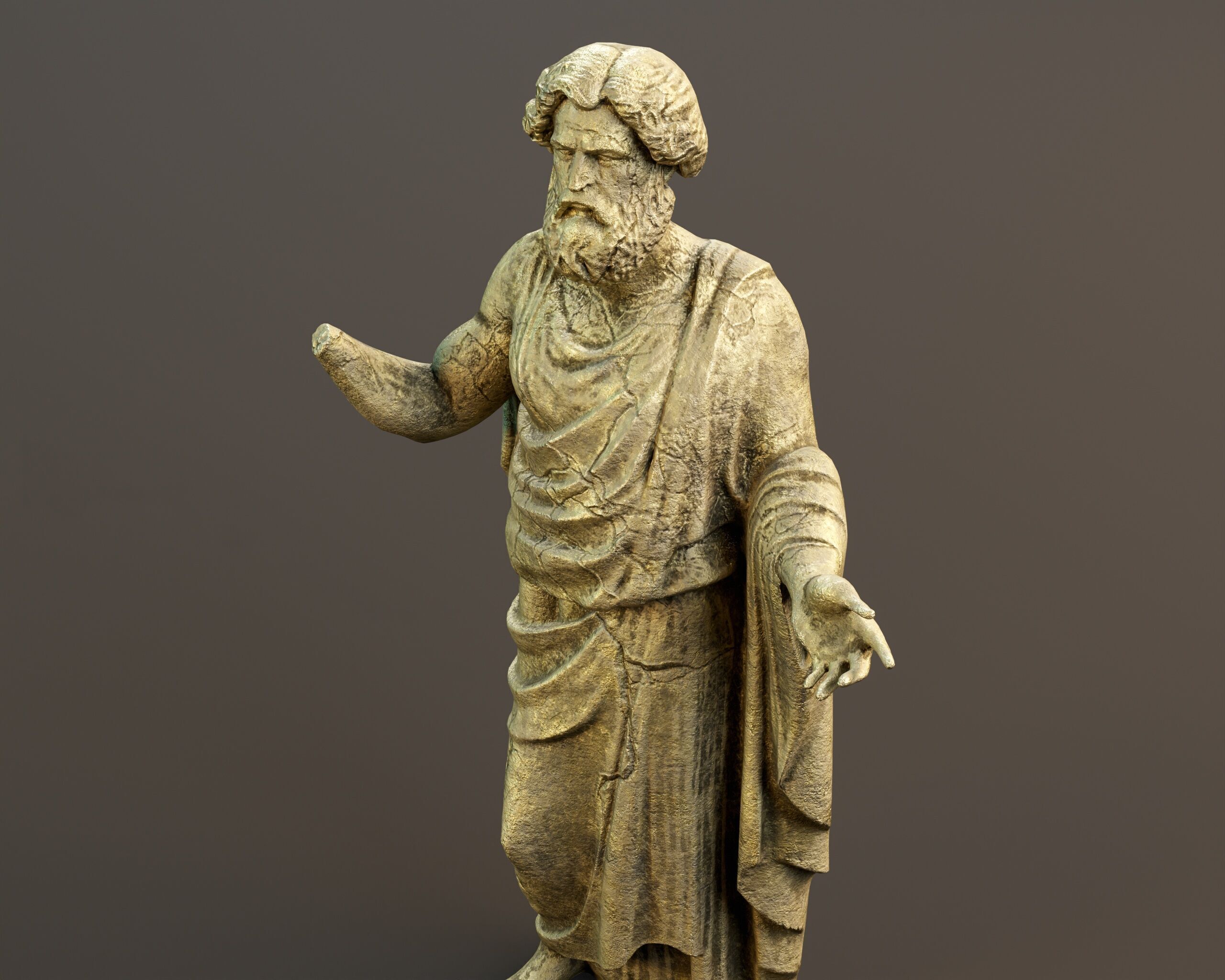 Stone Scholar Statue - 4 variations Low-poly 3D model_18