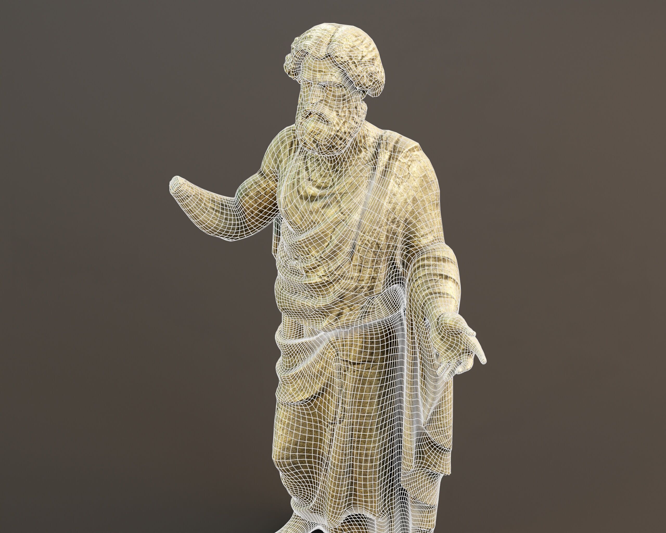 Stone Scholar Statue - 4 variations Low-poly 3D model_19