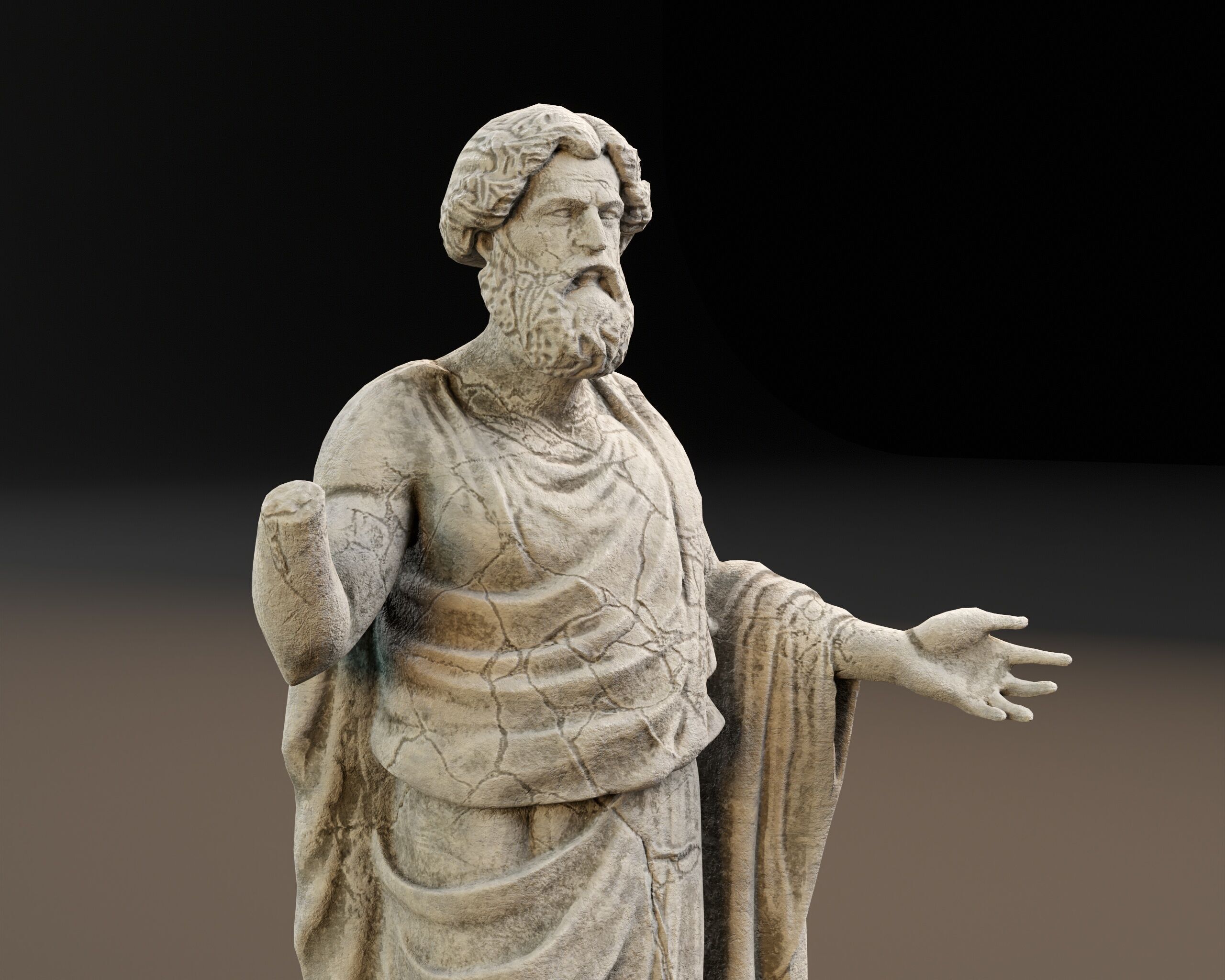 Stone Scholar Statue - 4 variations Low-poly 3D model_8