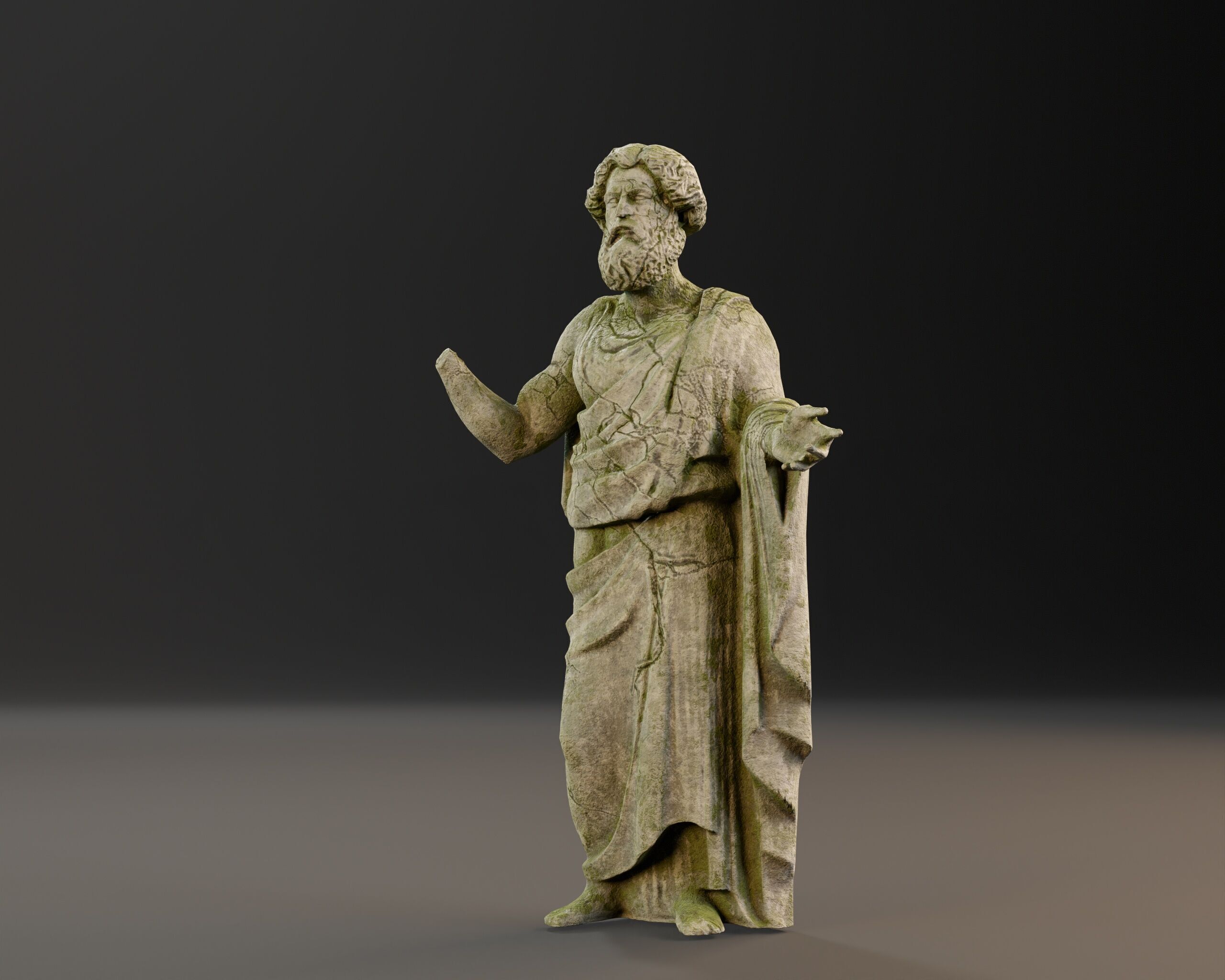Stone Scholar Statue - 4 variations Low-poly 3D model_12