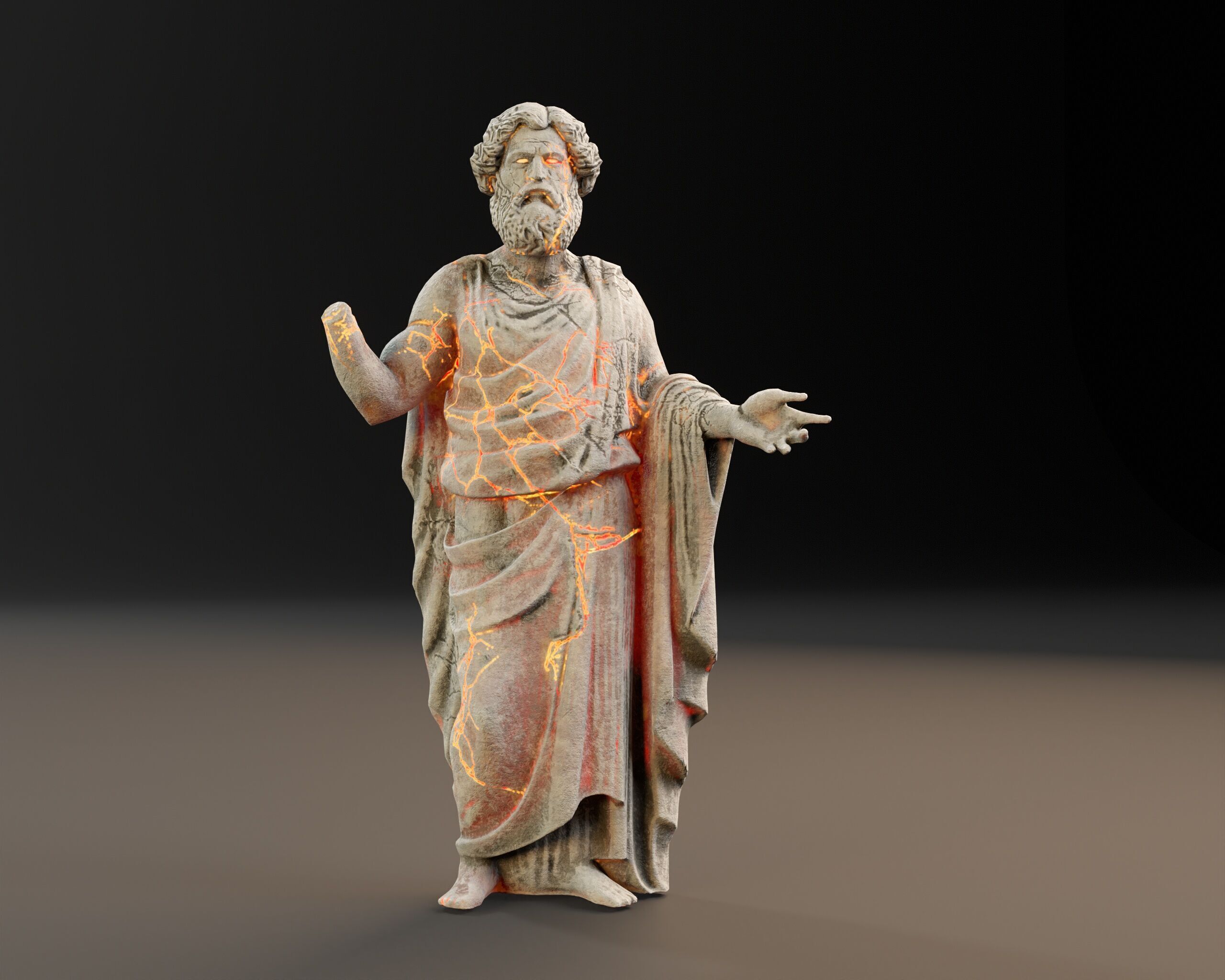 Stone Scholar Statue - 4 variations Low-poly 3D model_16