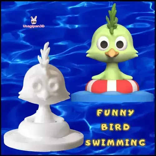 Funny Bird Swimming