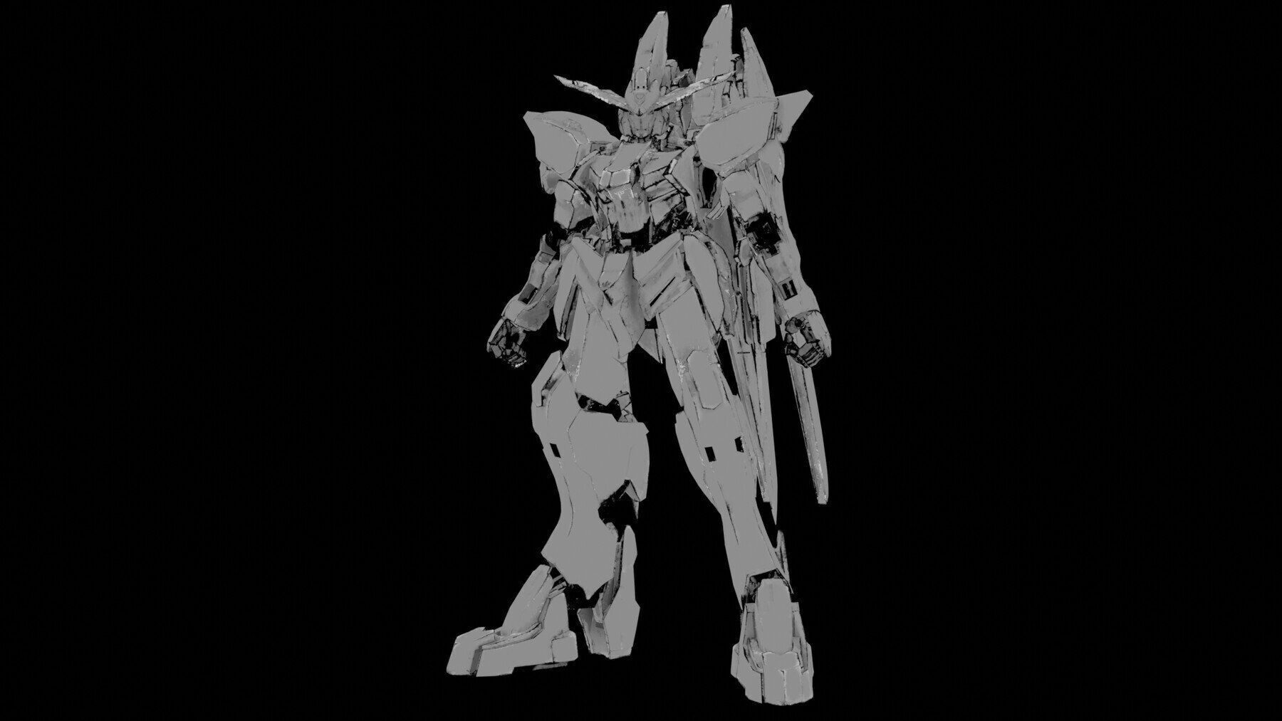 GUNDAM BAEL rigged with realistic texture blender maya Low-poly 3D model_5