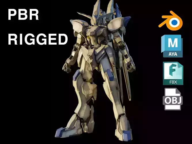 GUNDAM BAEL rigged with realistic texture blender maya