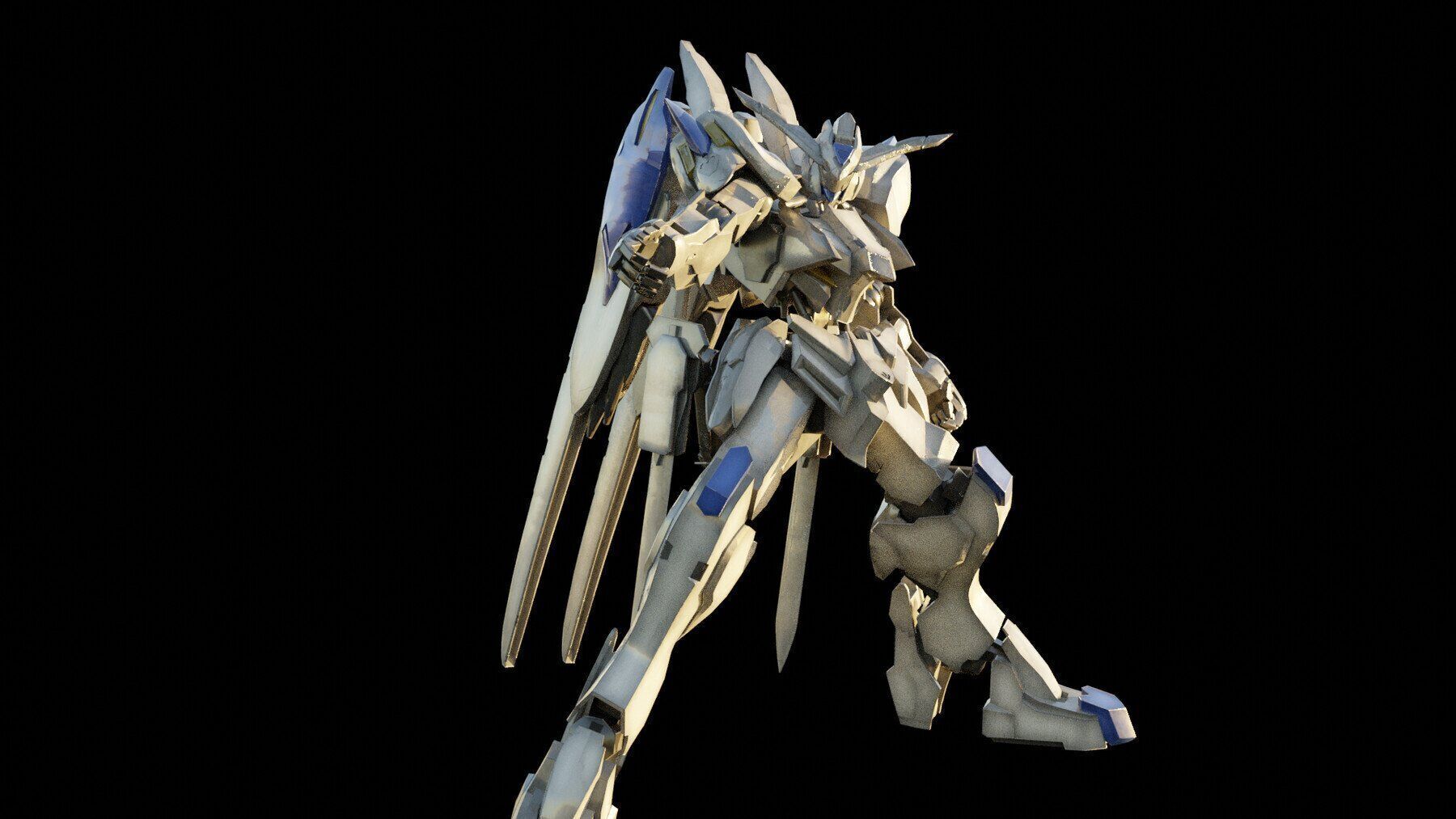 GUNDAM BAEL rigged with realistic texture blender maya Low-poly 3D model_1