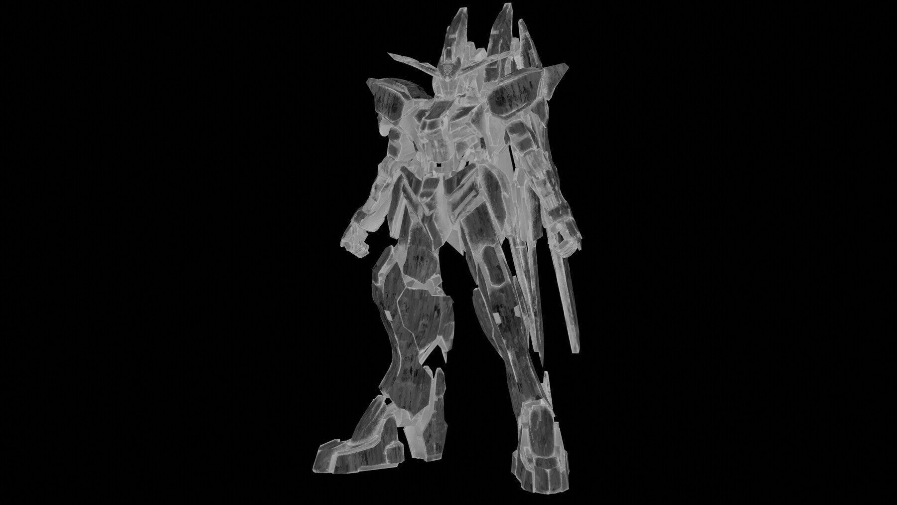 GUNDAM BAEL rigged with realistic texture blender maya Low-poly 3D model_4