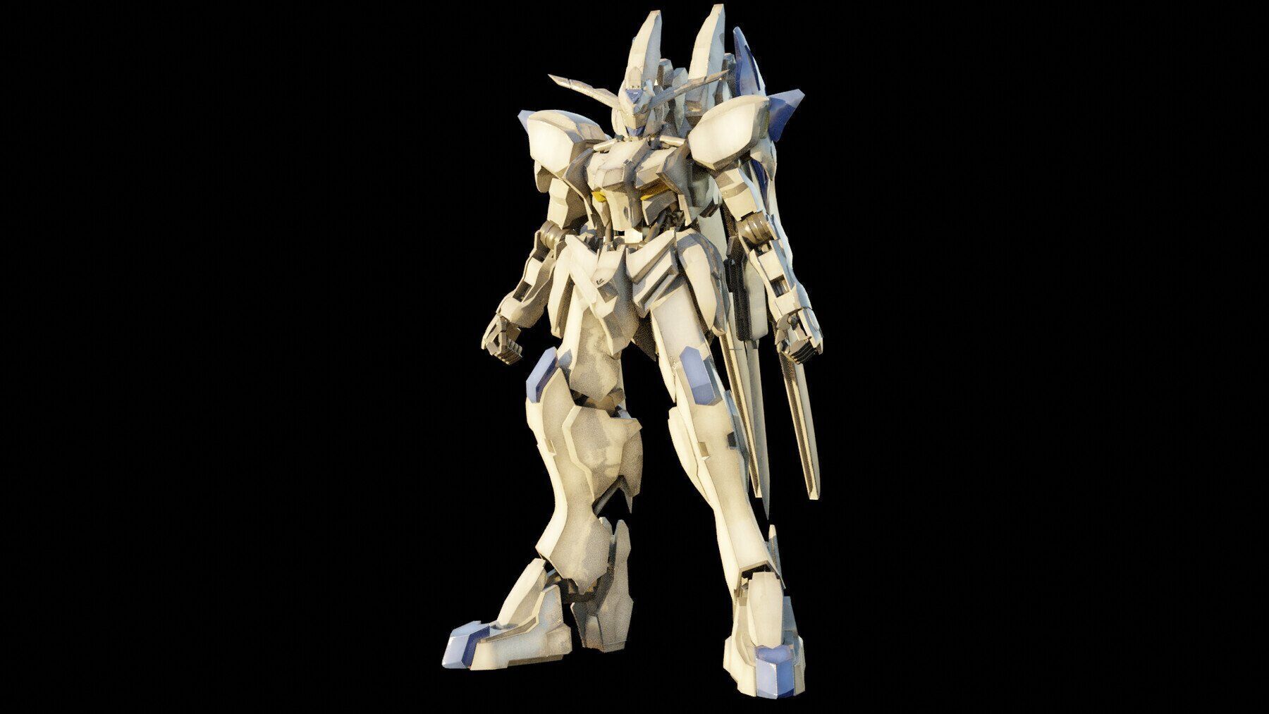 GUNDAM BAEL rigged with realistic texture blender maya Low-poly 3D model_2