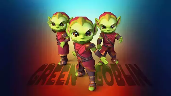 Green Goblin Animated Character UNREAL ENGINE Low-poly 3D model