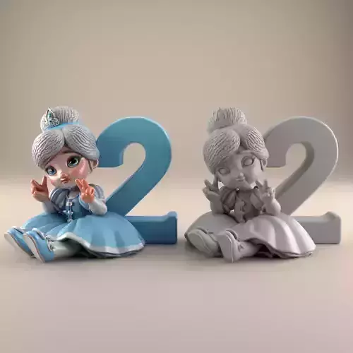 Princess 2nd Birthday STL 3D print model