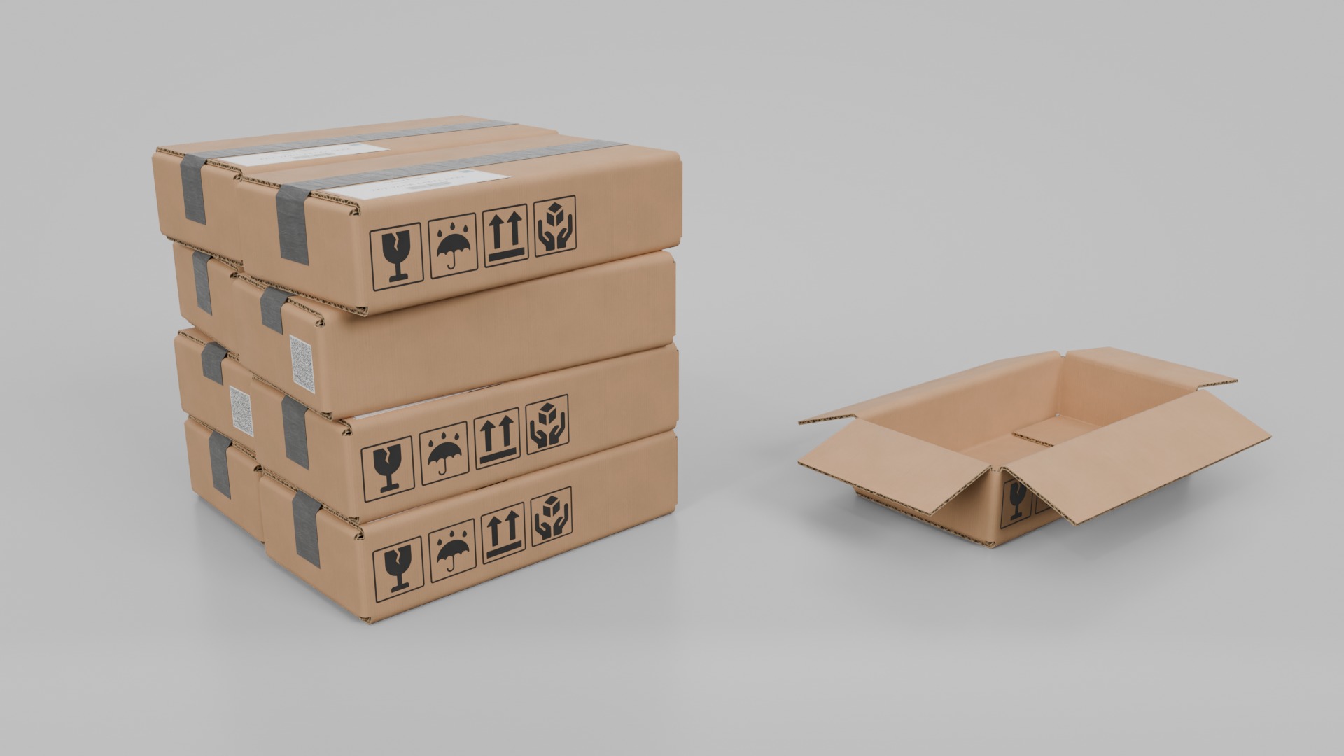 Industrial Cardboard Containers - Rigged and Customizable 3D Model Collection_13