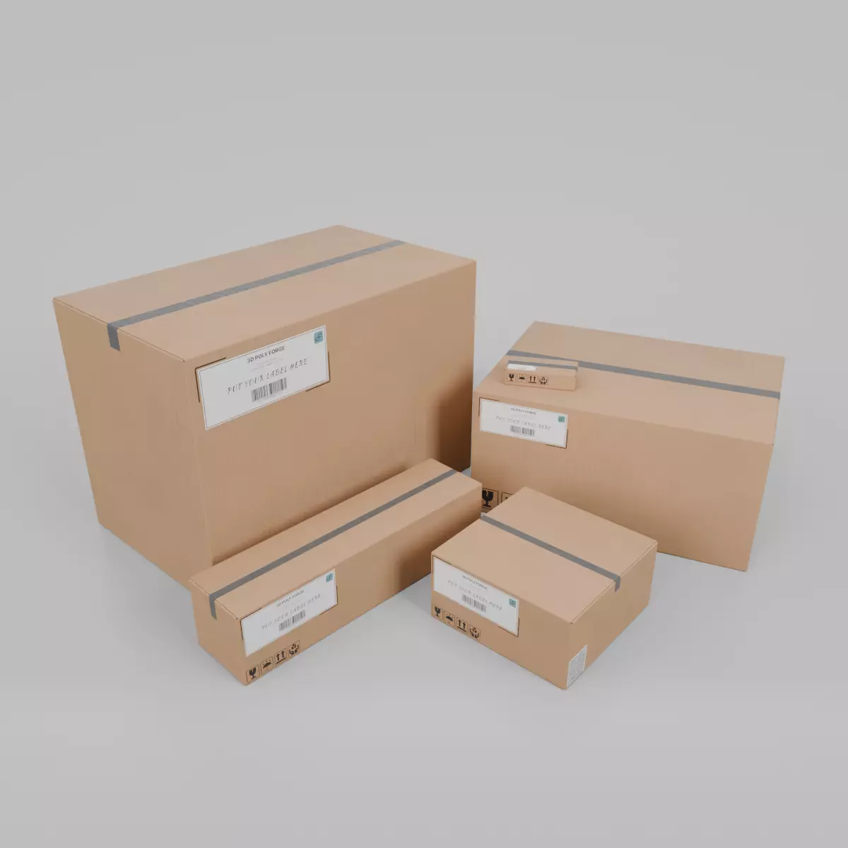 Industrial Cardboard Containers - Rigged and Customizable 3D Model Collection_0