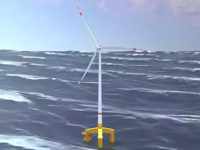 Wind turbine with Tripile Offshore Foundation E1 H-163 RD 172 m