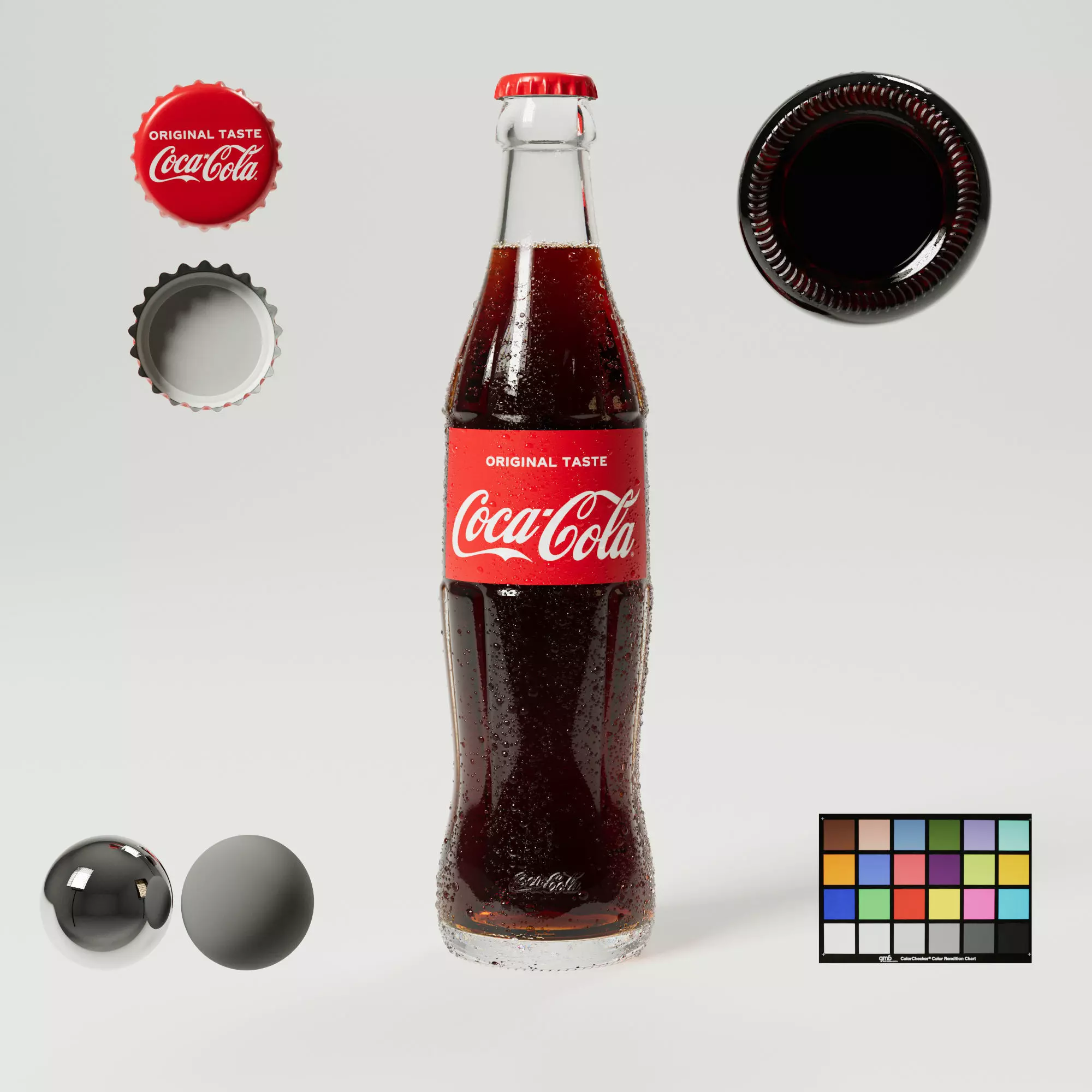 Coca Cola - 330ml with Droplets Low-poly 3D model_0
