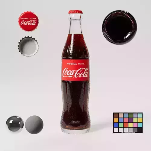 Coca Cola - 330ml with Droplets Low-poly 3D model