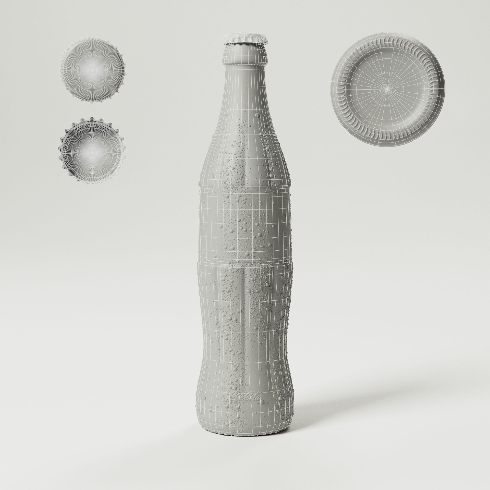 Coca Cola - 330ml with Droplets Low-poly 3D model_1