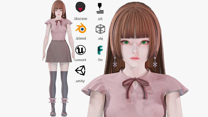 Casual clothes 0021 - Rig -Unreal - Unity - Blender - Animated Low-poly 3D model