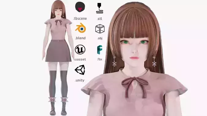 Casual clothes 0021 - Rig -Unreal - Unity - Blender - Animated