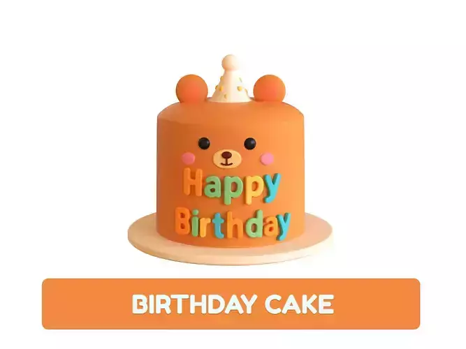 Low-Poly Birthday Cake 09 