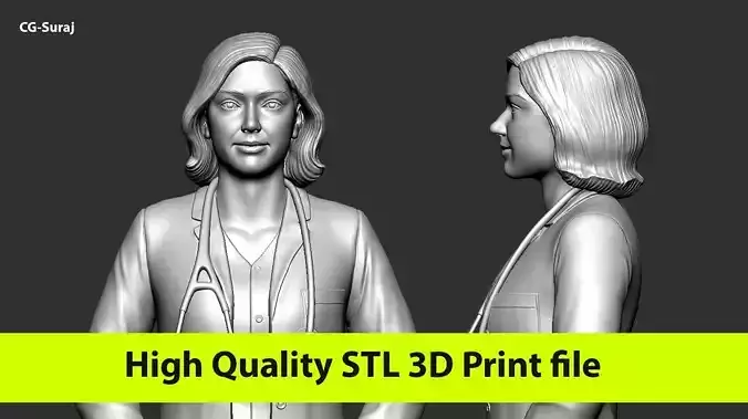 Female Doctor 3D Trophy STL