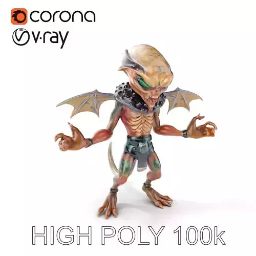 Gargoyle Warrior D Model with PBR Textures and Mixamo Rig Compatibility