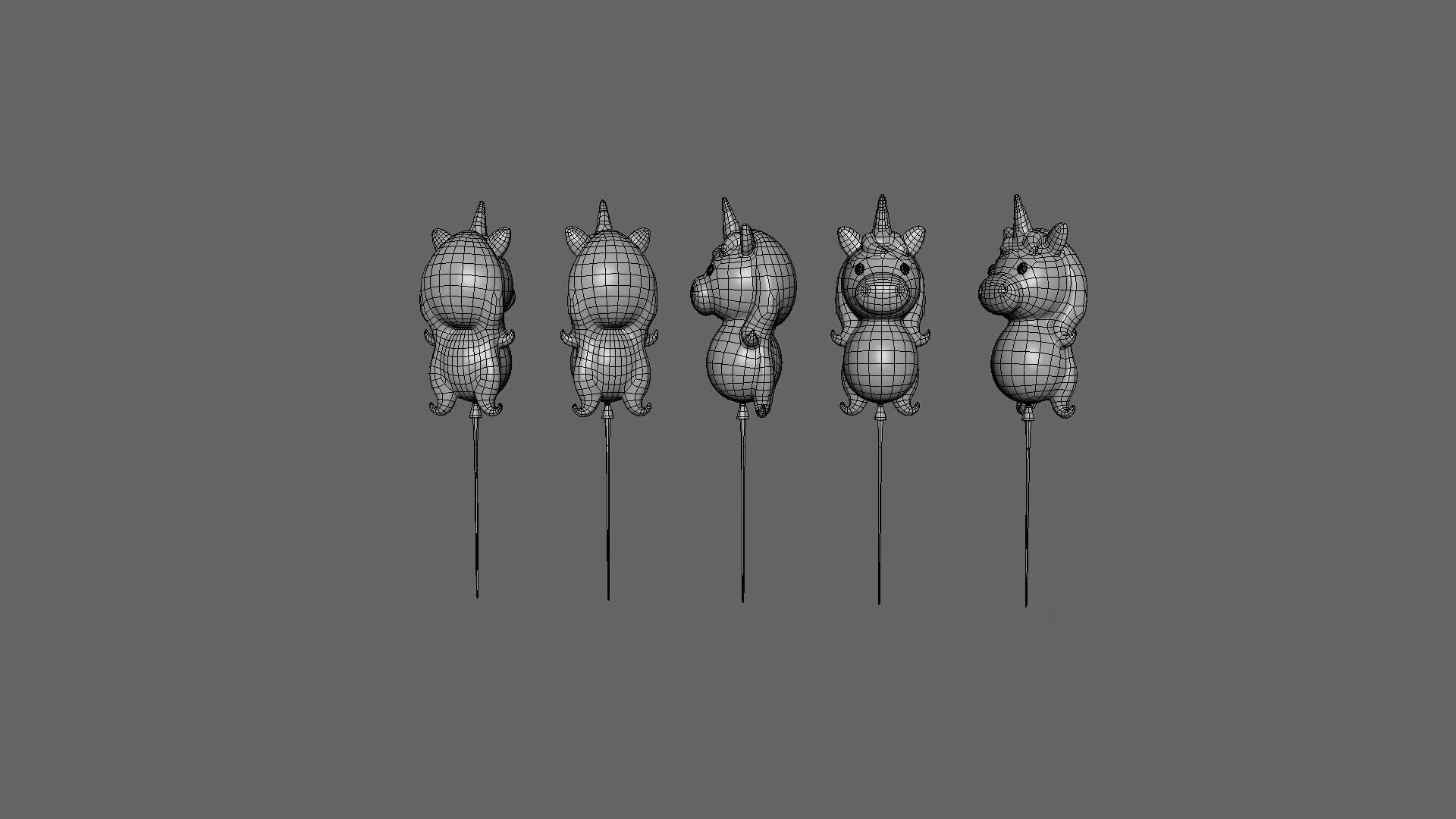 Birthday Balloons  - Colorful Party Decoration Prop 05  Low-poly 3D model_3