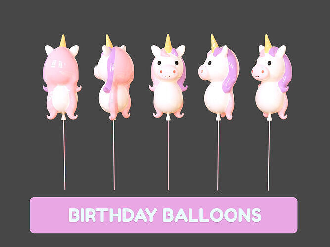 Birthday Balloons  - Colorful Party Decoration Prop 05  Low-poly 3D model