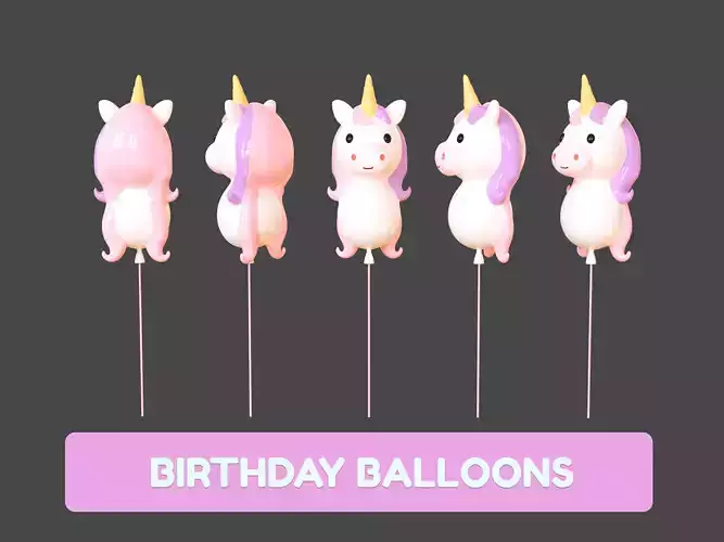 Birthday Balloons  - Colorful Party Decoration Prop 05  Low-poly 3D model