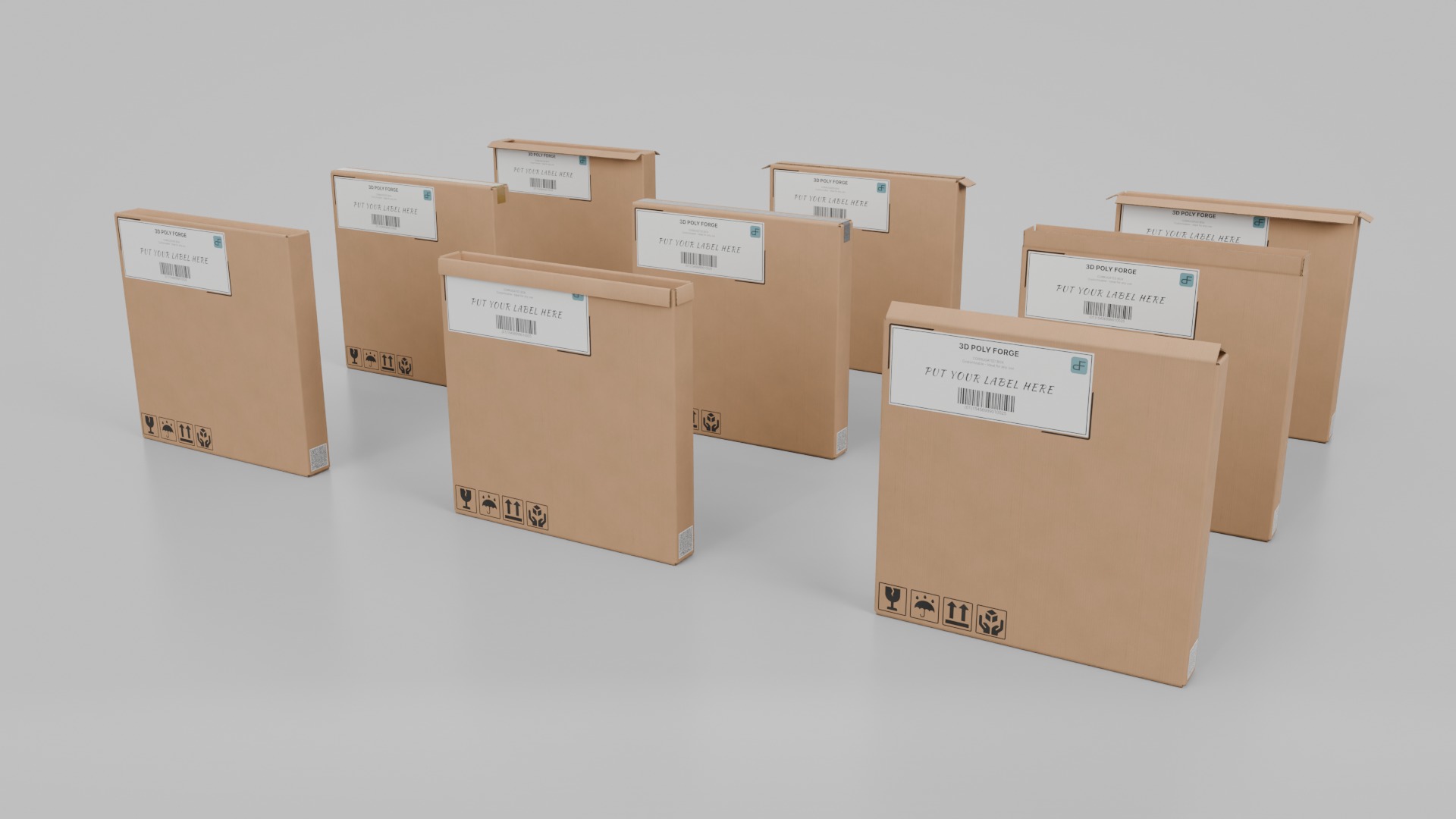 Deep and Rectangular Box Set - Rigged and Customizable 3D Model Collection_15