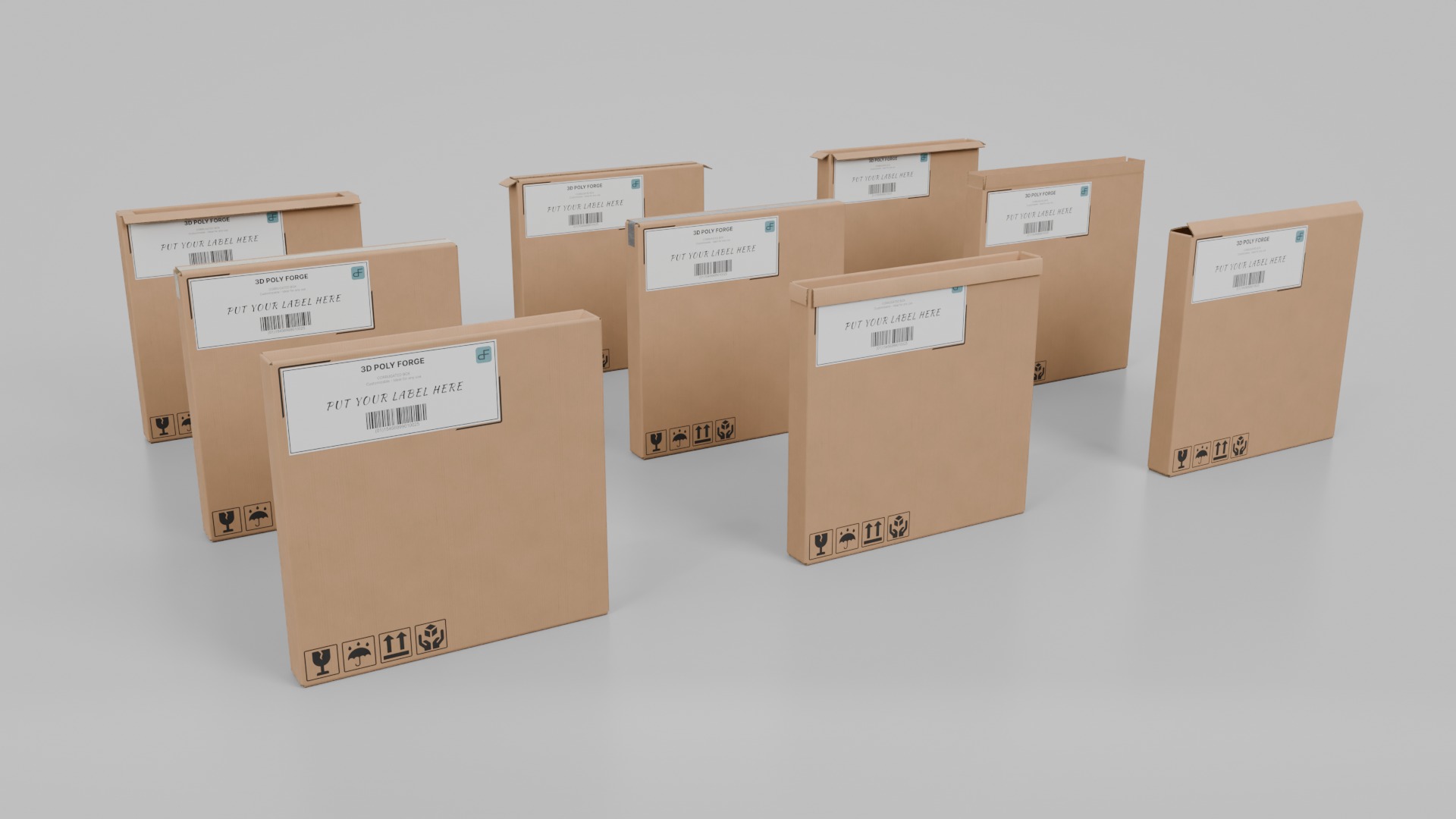Deep and Rectangular Box Set - Rigged and Customizable 3D Model Collection_17