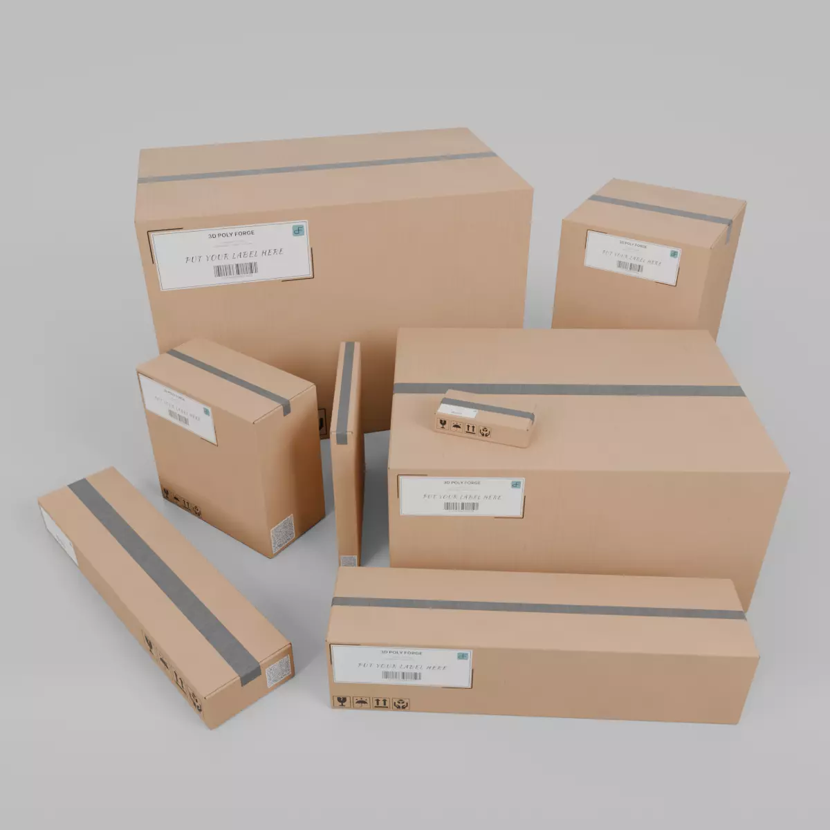 Deep and Rectangular Box Set - Rigged and Customizable 3D Model Collection_0