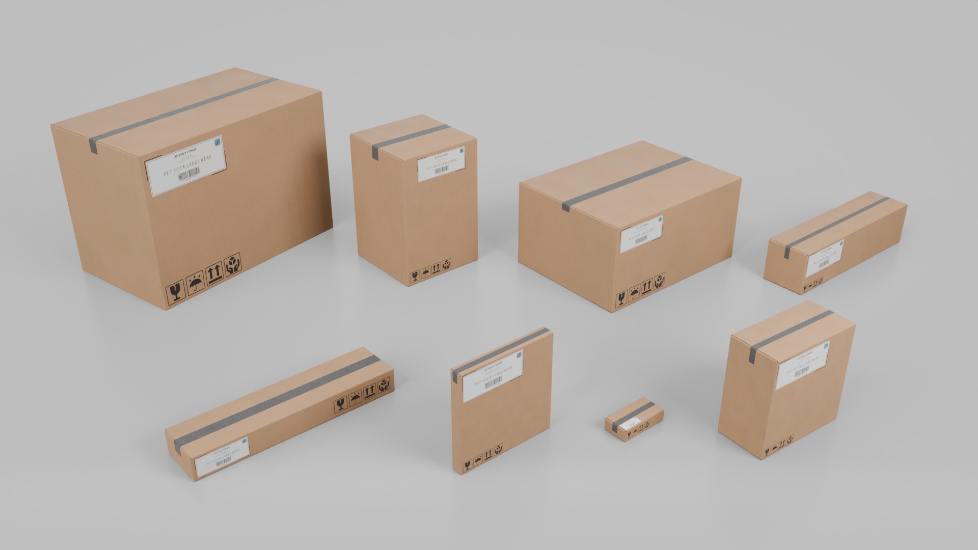 Deep and Rectangular Box Set - Rigged and Customizable 3D Model Collection_9