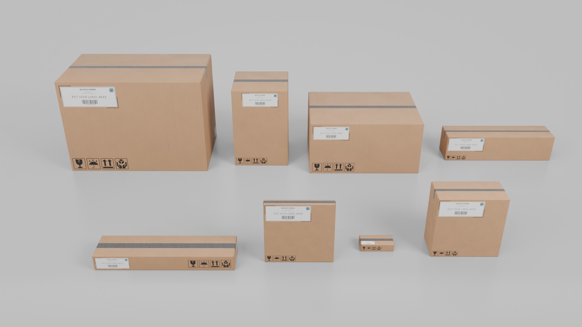 Deep and Rectangular Box Set - Rigged and Customizable 3D Model Collection_10