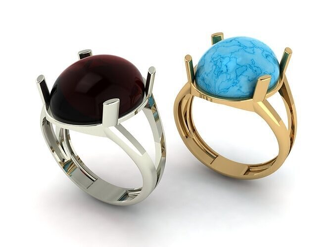 Ring base for oval stones 3D print model
