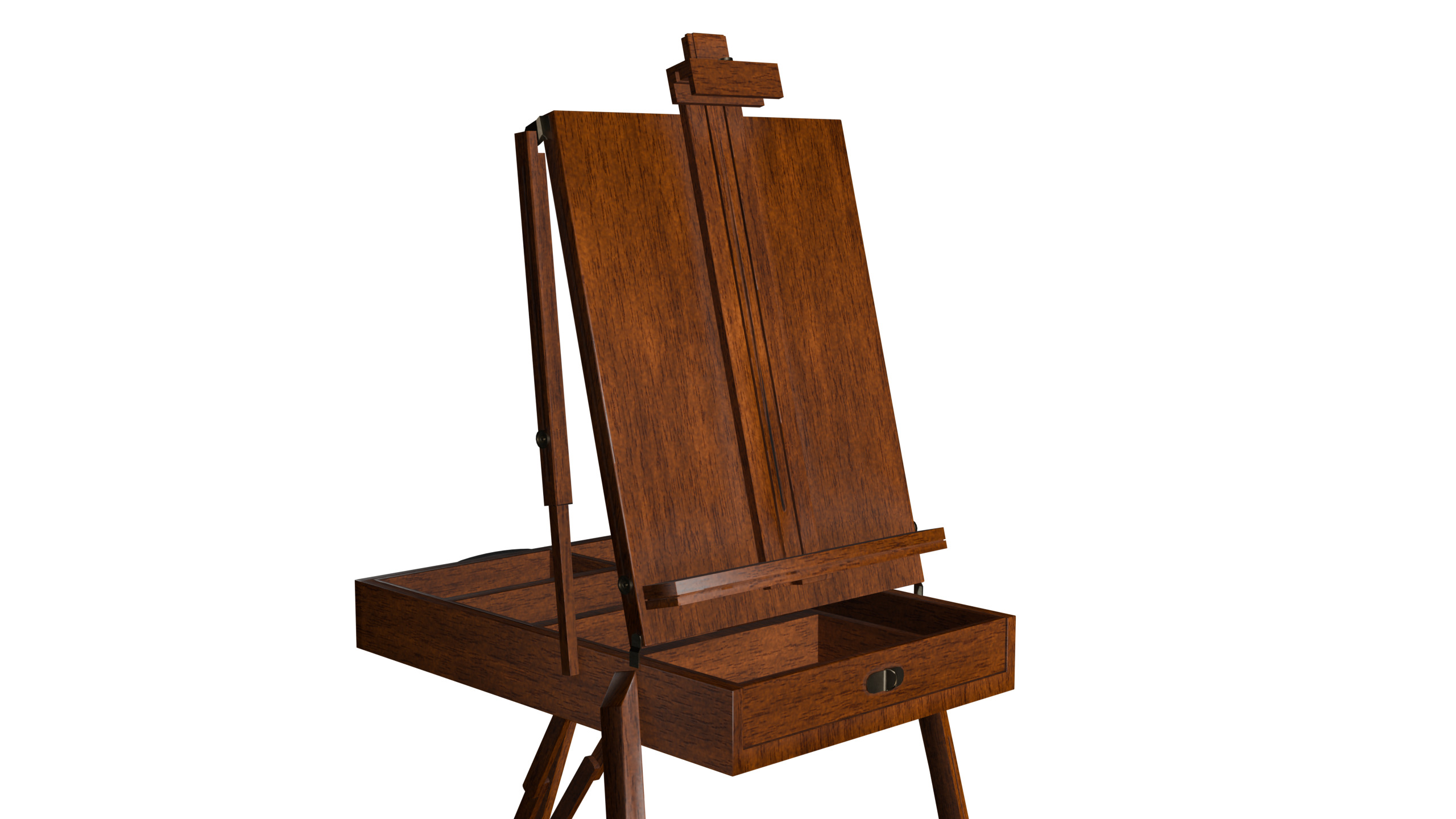 Easel and Painting Set Low-poly 3D model_5