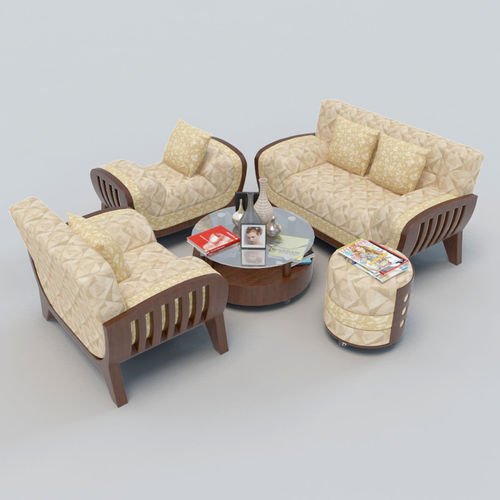 Sofa Set living room with chairs and coffee table 3D model 2