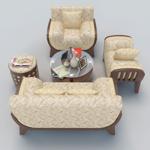 Sofa Set living room with chairs and coffee table 3D model 5