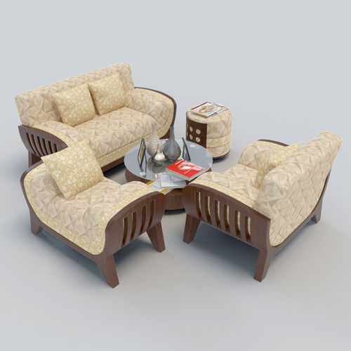 Sofa Set living room with chairs and coffee table 3D model 3