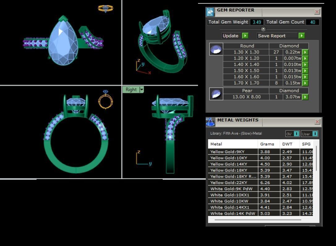 PEAR DIAMOND RING -CAD-159 3D model_20