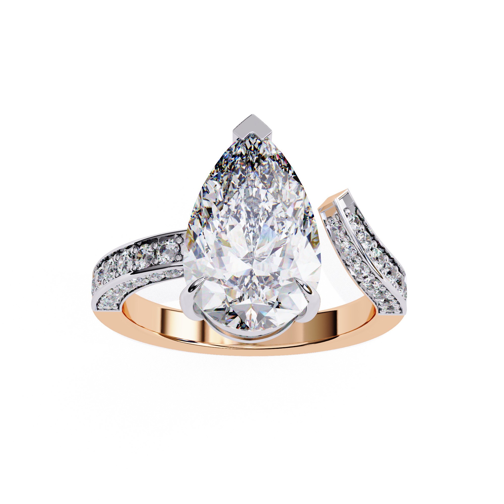 PEAR DIAMOND RING -CAD-159 3D model_2