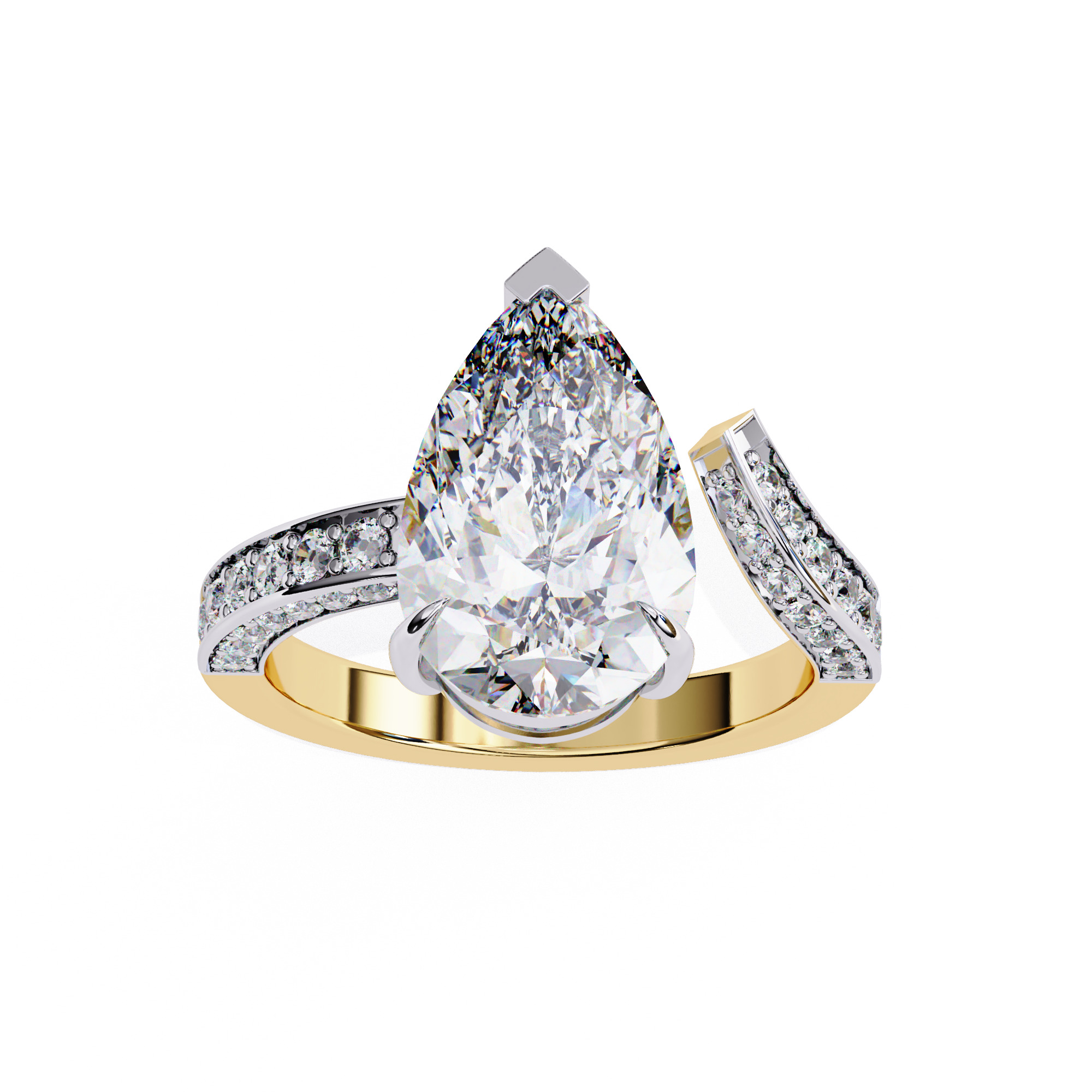 PEAR DIAMOND RING -CAD-159 3D model_10